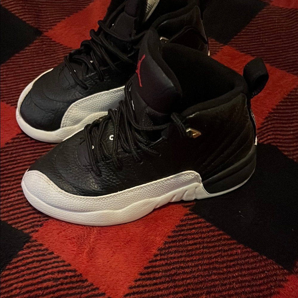 DC Black and White High-Top Sneakers with Red Accents